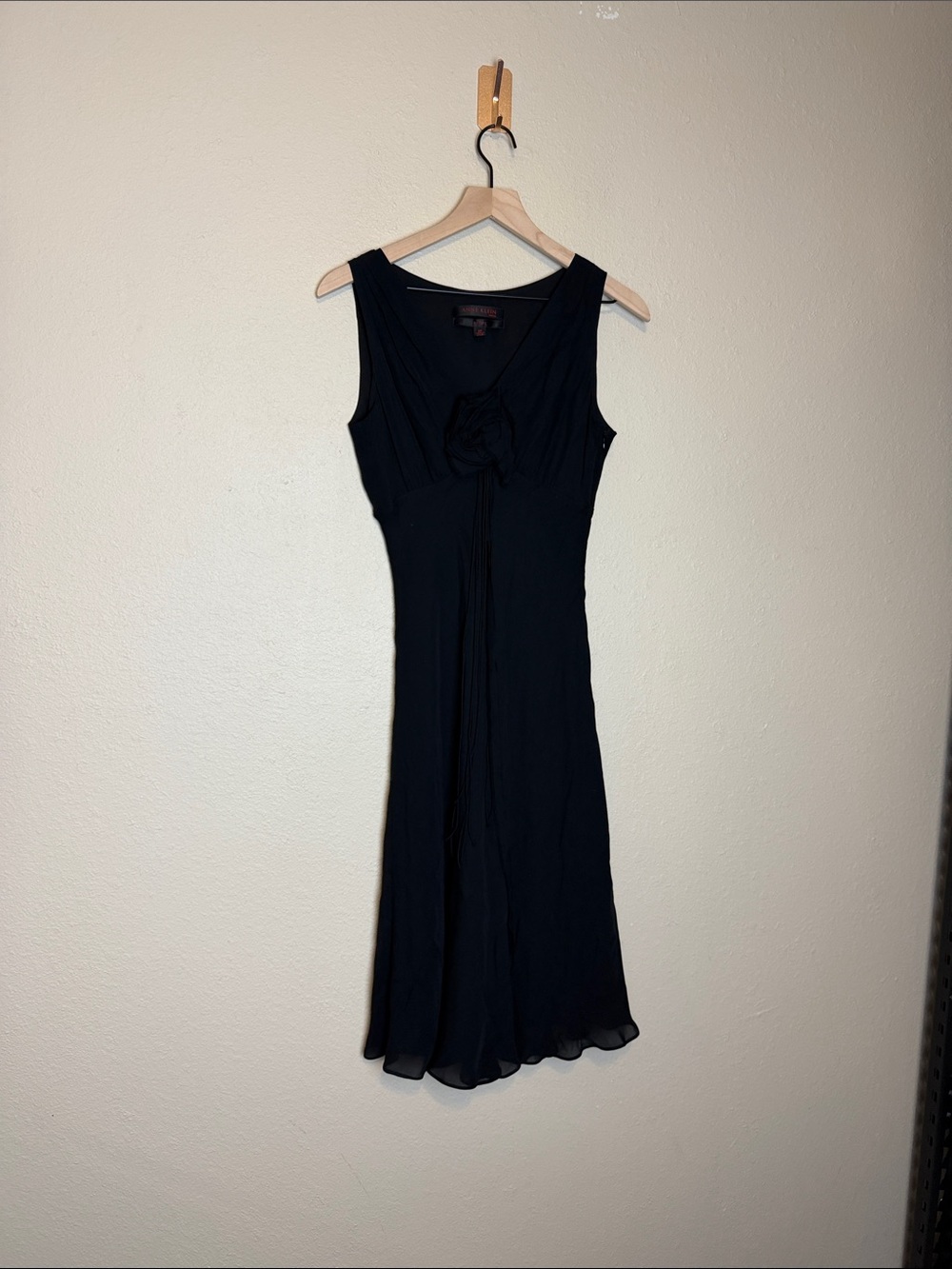 Vintage Anne Klein Black Silk Slip Dress Size 8 Petite